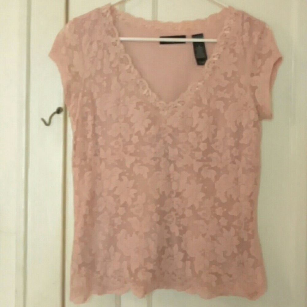 NWOT light pink lace shirt